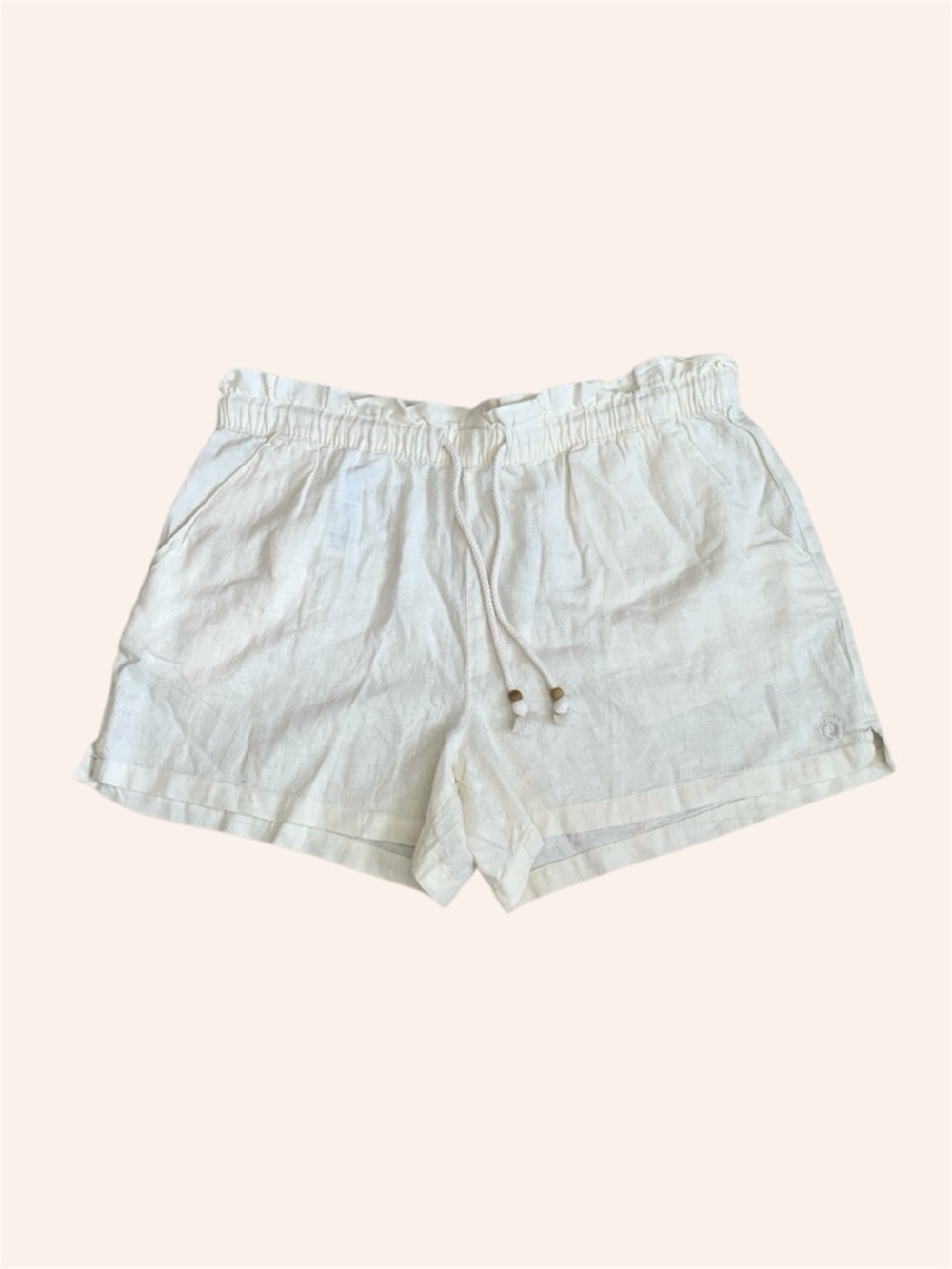 Hang Ten Cream Linen-Blend Drawstring Shorts
